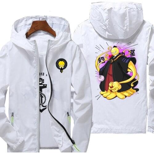 Streetwear Anime Jacket Assassination Classroom Fashion Outwear Leisure Print Zipper Breathable Hooded Sport Plus Size 6XL 7XL
