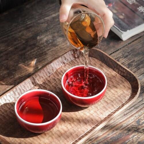 Lang Hongfusheng Cup Red Wedding Blessing Tea Set Jingdezhen Red Glaze Ceramic Kung Fu Tea Set Large Teacup Ceramic Teacups