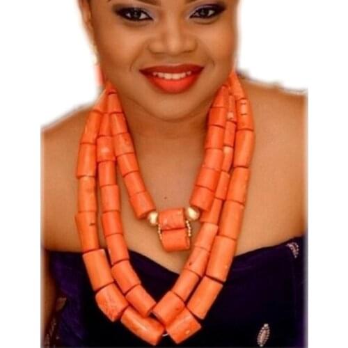 4ujewelry Edo Bridal Jewelry Sets African Necklace & Pendants Red Genuine Coral Beads Jewelry Set Wedding Engagement Jewelry New