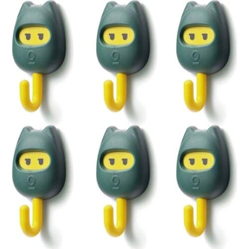 Free Punch Wall Hook Kitchen Bathroom Room Key Towel Hangers Cute Multicolors Heavy Duty Sticker Hooks