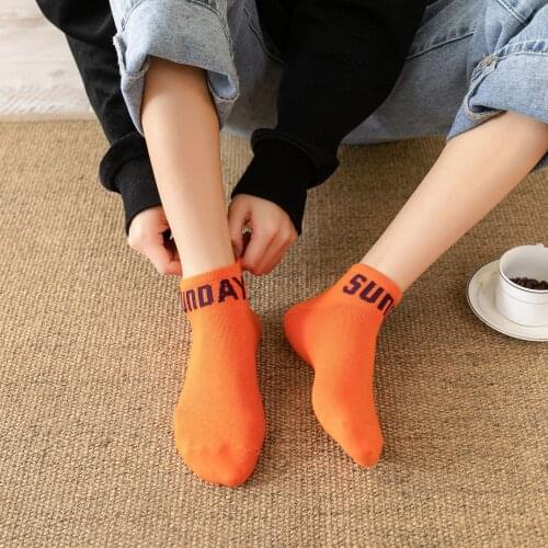 2019 Funny Colorful Monday to Sunday 7 Days Socks Every Day For Women Cotton Boat Socks Casual Comfortable Daily Ankle Candy Sox