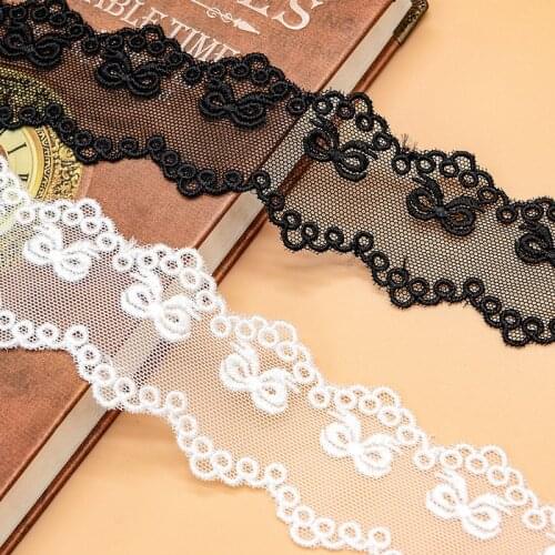 New Exquisite Narrow Double Side Bowknot Embroidered Lace Trim Clothes Material Handmade DIY Lace Fabric Width 4cm 5Yd/lot