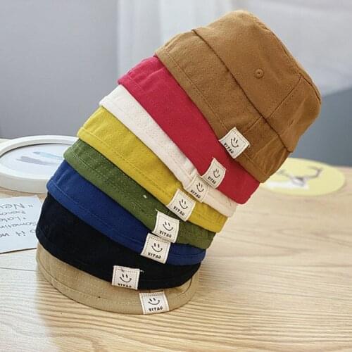 Spring and Autumn New Childrens Basin Hat Korean Tide Bucket Fisherman Hat Boys and Girls Spring Japanese Fashion Baby Sun Hat
