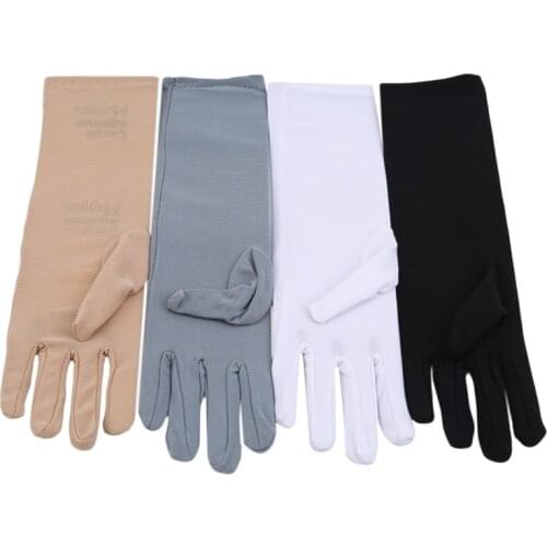 Womens Mid-length Summer Cotton Thin Gloves Autumn Touch Screen Short Style Sunscreen Sleeve Gloves Driving Guantes