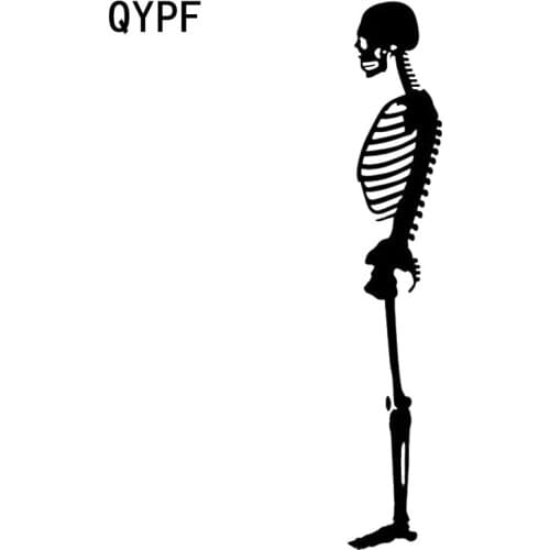 QYPF 3.1*17.9CM Interesting Skeleton Halloween Car Sticker Vinyl Black/Silver Skull Decoration C16-0006