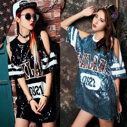 Plus Size Casual Straight Embroidery Number Short Sleeve Sequin off shoulder Black blue white O-neck Party Sexy Summer Dress