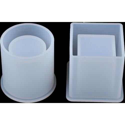 Silicone Mold Square Round Pen Holder Mould Geometric Epoxy Dry Flower Resin Concrete Candle Mold Craft Ornament