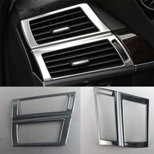 Carbon fiber Car Styling For BMW X5 X6 E70 E71 Dashboard Air Conditioner Outlet Frame Decoration Interior Covers Stickers Trim