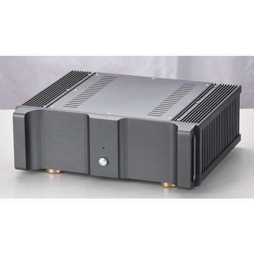 2020 New Chassis Size W370 H120 D307 Grey CNC Pure Rear Power Amplifier Case Heat Sink DIY Aluminum Button Chassis E-360