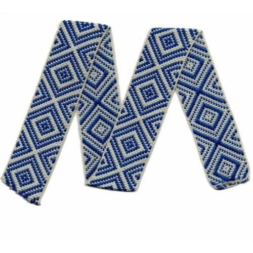ZERZEEMOOY NEW 1-1/4" 30MM 10YARD/SETS DOUBLE FACE BLUE GEOMETRIC JACQUARD RIBBON MZZD17061602