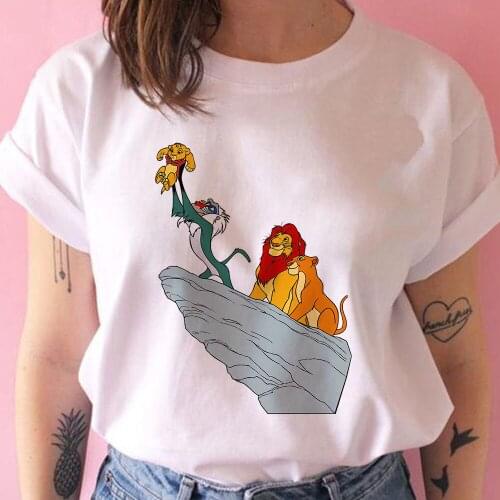 Lion King Simba Women T-shirt Casual Short Sleeve Shirt Clothes O-Neck White Tee Tshirt Tops Blusa Summer T Shirt Dropship