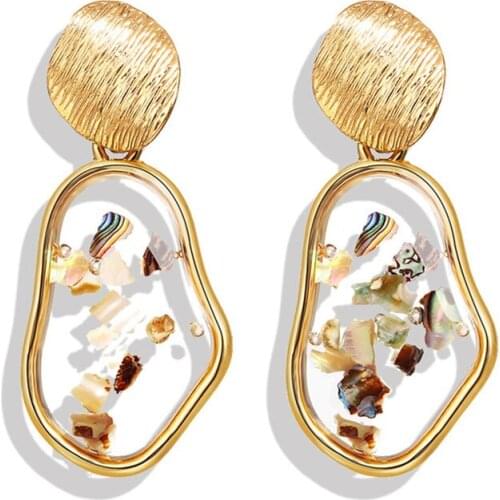 New Shell Acrylic Tortoise Korean Earrings 2019 for Women Resin Round Stud Earring Brincos Geometric Fashion Jewelry