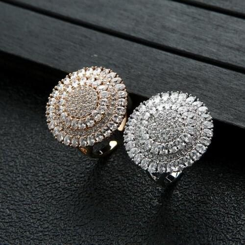 Luxury Sun Flower Stackable Rings for Women Wedding CZ Finger Rings Beads Charm Ring Bohemian Beach Jewelry J1895