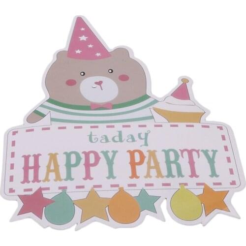 1 Set Animal Bear Birthday Bunting Banner for Baby Girl Boy Kids Birthday Party Decoration Party Supplies