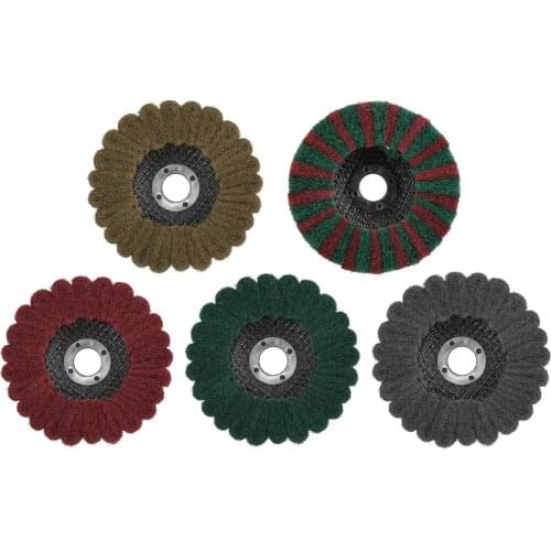 1Pc Non-woven Scouring Pad 4" Grinding Wheel Flap Mop Polishing Wheel Nylon Fiber Disc 16mm Bore