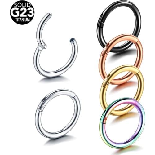 1PC Titanium 16G Segment Hinged Ring 18G Septum Nose Clicker Piercing 14G Nose Lip Earrings Helix Nose Piercing Body Jewelry
