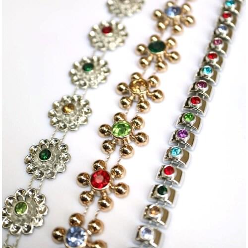 1yard beaded rhinestone trimmings for clothes Handmade beading appliques patch diy sewing accessories for wedding dresses