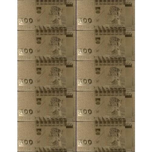 10pcs/lot High Quality Gold Banknote Latvia 500 Lat Elegant Adornment Banknotes Fake Money As Business Gifts