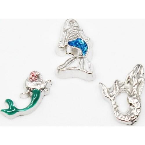 20pcs/lot Mermaids Whales Dolphins Turtles Enamels Sea Animals Floating Charms For Glass Lockets Memory Pendant Jewelry