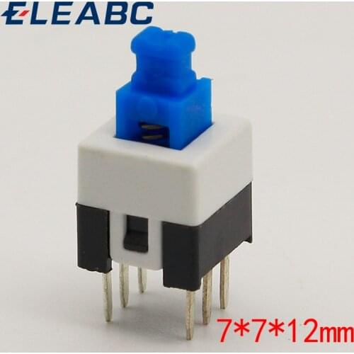 30pcs/lot Square 7x7x12mm 6 Pin DPDT Mini Push Button Self-locking Switch G64 Multimeter Switch
