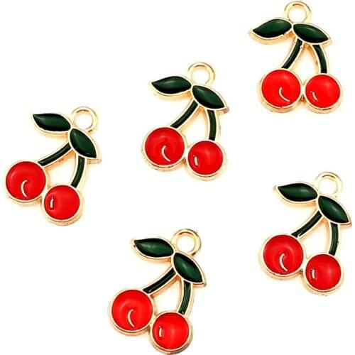 5pcs/lot Light Gold Beauty Cherry Fruit Pendant Jewelry Finding Making 22219