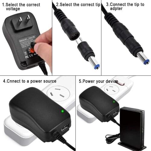 AC100-240V to DC 3V 4.5V 5V 6V 7.5V 9V 12V 30W Adapter Charger+5V 2.1A USB Switch Power Supply For Tablet PC Camera CCTV Monitor