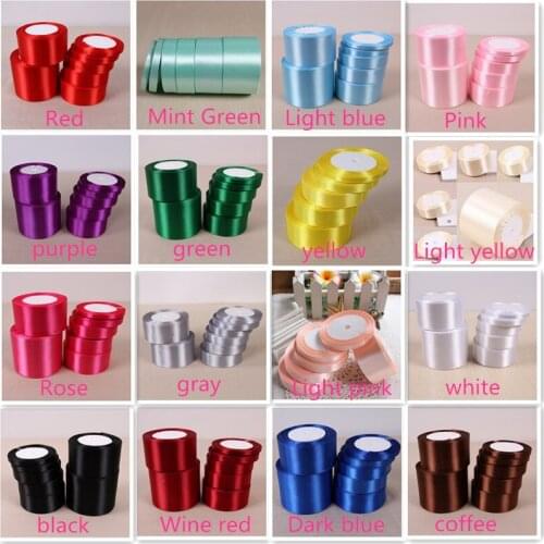 Satin Ribbon 25 Yards 6-50mm Packing Material DIY Bow Craft Decor Wedding Party Decoration Gift Wrapping Scrapbooking Supplies