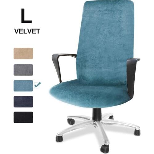 Large Computer Office Chair Cover Stretch Velvet Fabric Rotating Chair Slipcovers Removable Washable Anti-dust Chair Seat Covers