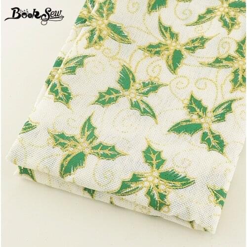 Booksew Composite Fabric Green Leaves Design Meter 50x150cm Tela DIY For Cushion Home Christmas Decoration Stocking Sewing Cloth