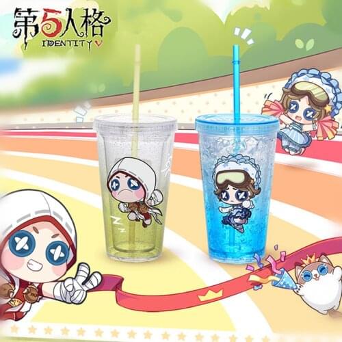 Anime Identity V Drink Cups Water Bottles Drinking Cup Cartoon Straw Cup Cosplay Men Women Sports Theme Cup Birthday Gifts