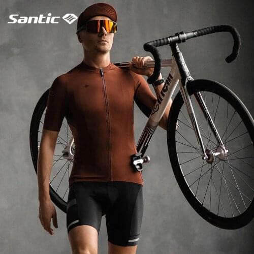 Santic Breathable Unisex Cycling Jersey Spring Summer Anti-Pilling 3 Back Pockets Bike Jersey Road Team Bicycle Wear Size S-4XL