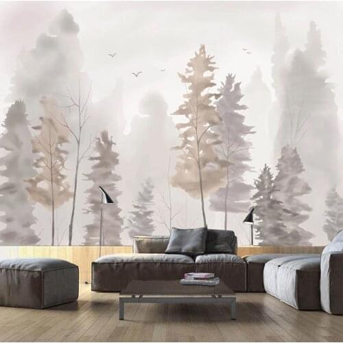 Custom Photo Wallpaper Modern Fashion Hand Painted Trees Forest Mural Abstract Art Wall Painting Living Room TV Sofa Home Decor