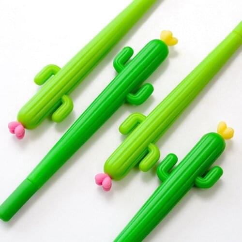 2X Cactus Love Gel Pen Rollerball Pen School Office Supply Student Stationery Black Ink 0.5mm Kids Gift