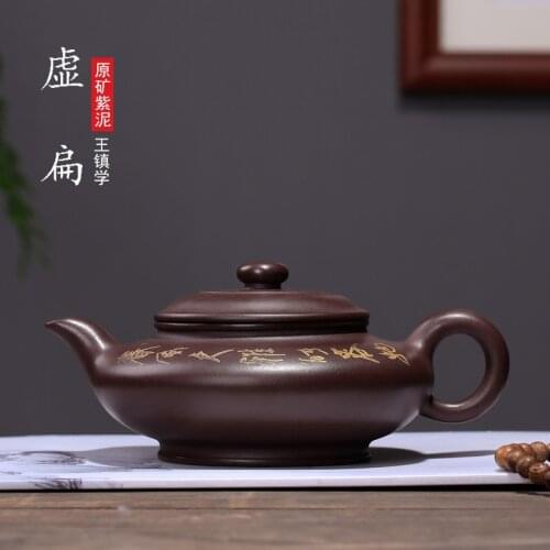 Clay pot wholesale original mine purple clay king town Xuexu flat pot customized hand-made teapot and tea set one agent
