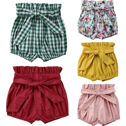 Cotton Newborn Infant Baby Girl Shorts Kids Pants Cute Solid Plaid Floral Bottoms PP Bloomer Panties Toddlers Clothes 1 2 3 4 5T