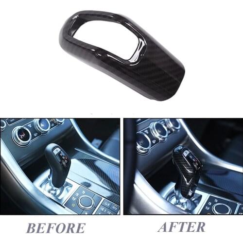 JEAZEA ABS Carbon Fiber Style Car Gear Shift Head Cover Trim For Land Rover Range Rover Sport 2014 2015 2016 2017