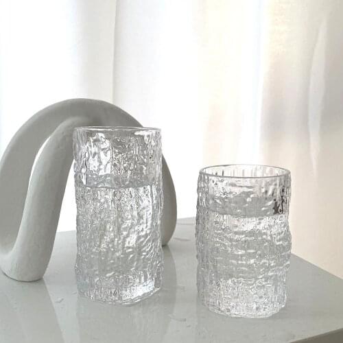Creative Glass Modern Minimalist Transparent Retro Bark Pattern Juice Milk Cup Household High Temperature Irregular Water Cup