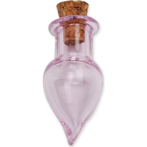 Mini Cute Pink Empty Wishing Glass Bottle With Cork Stopper, Glass Bottle Jewelry Wholesale, Small Vials Bottle