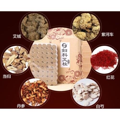 Moxibustion moxa strips for Women gynecological dysmenorrhea use include 24 different kinds herb moxa moxibustion column