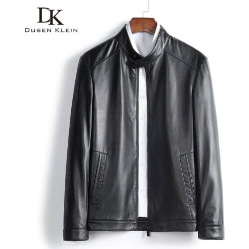 Men Genuine Leather Jacket Real Cow Leather Jackets Casual Short Black Pockets Autumn New Jacket for Man 603