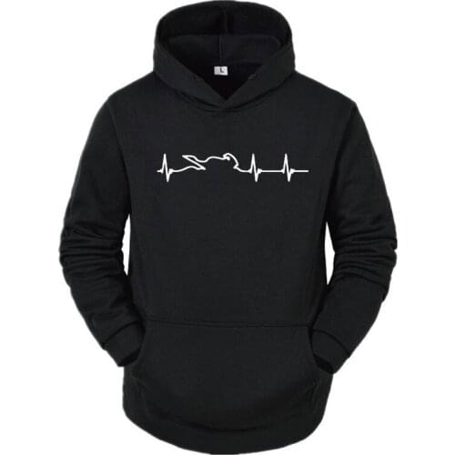 Heart Electrocardiogram Of Motorcycle Race Players men male Cotton large mens sweater Hoodie S 3XL