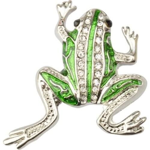 MZC New Cute Animal Blue Frog Brooch Pins Female Gift Eat Insect Crystal Rhinestone Broaches Accessories