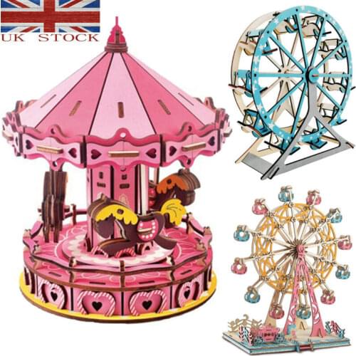 New DIY 3D Puzzles Jigsaws Model Kit of Ferris Wheel Merry-Go-Round Kids Puzzles Game Gift For Children 33cm x 39cm x 21cm