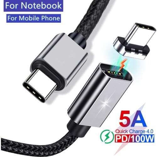 PD 3.0 100W Cable Magnetic Cable Type C Charger Wire 5A USB C Magnetic Charging Cable Magnet for MacBook Samsung Tablet Laptop