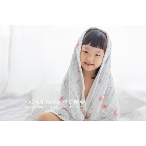 Yazan 6 layer pleated gauze cover cover blanket 100% cotton super soft increase 120*120cm bath towel water absorption