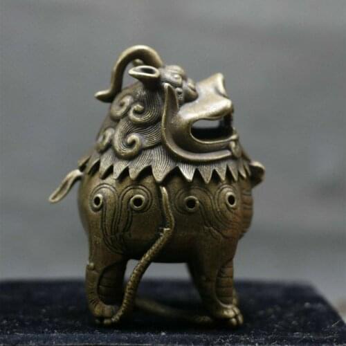 Rare Chinese Bronze Copper Palace Lion Beast Snake Incense Burner Censer Statue Collection Ornaments Statues for Decoration