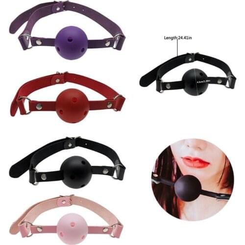 4 Colors Faux Leather Mouth Gag Adjustable Silicone Ball Adult Flirting Fetish Roleplay Game Props Couples BDSM Bondage Sex Toys