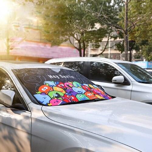 Car Windshield Sunshades Cartoon Windscreen Shade Auto Sun Protection Front Window Cover The Aluminum Foil Shade Blind Universal