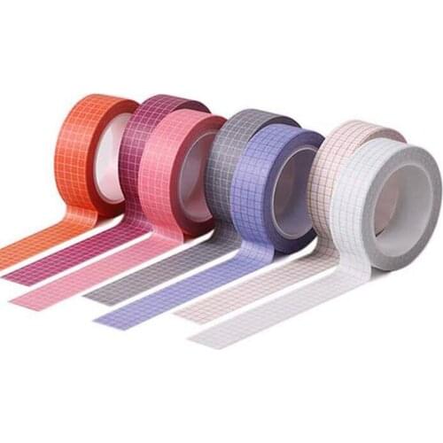 Solid Color Grid Adhesive DIY Planner Making Photo Album Decor Tape Sticker Gift Package Decoration