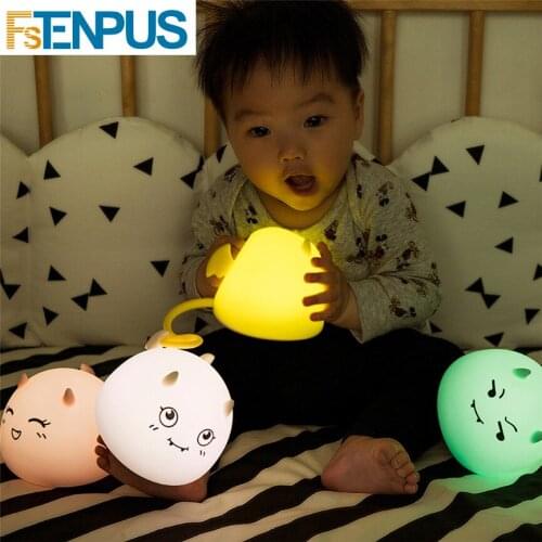 LED USB Children Animal Night Lamp Light Touch Soft Cartoon Baby Bedroom Nursery Lamp Breathing LED Night Light Gift J#1